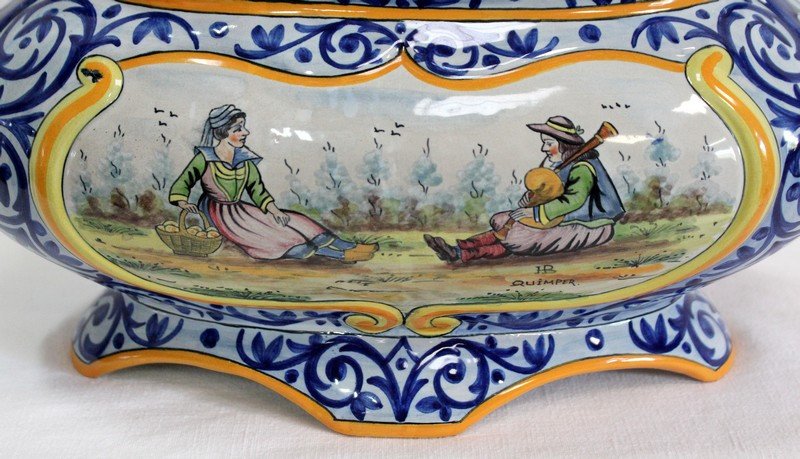 Jardinière En Faïence à Décors Polychromes - Début XXe-photo-1