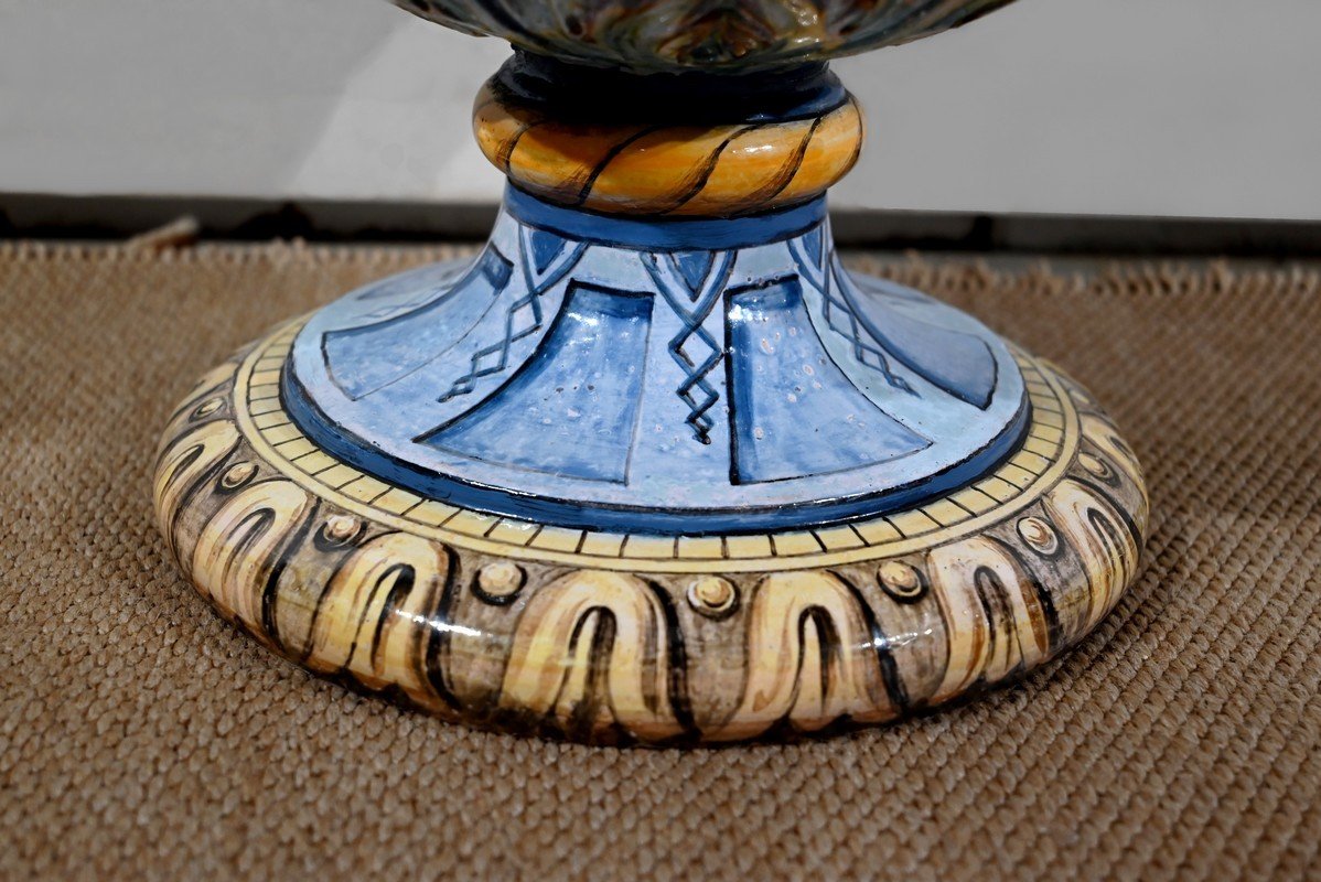Vase Set On Bolster In Majolica, Italy - Nineteenth-photo-3