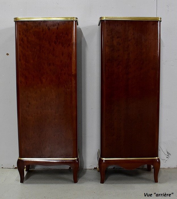 Pair Of Small Bibus In Speckled Mahogany, Sormani Taste - Late Nineteenth-photo-5