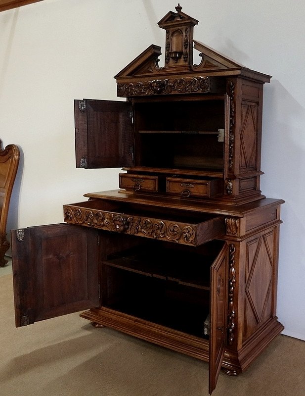 Buffet Two Diminutive Body In Walnut, Renaissance - XVII-photo-2