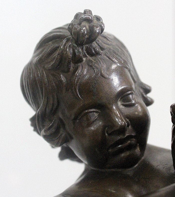 Bronze D’un Chérubin Tenant Une Oie, De A. Collas – XIXe-photo-3