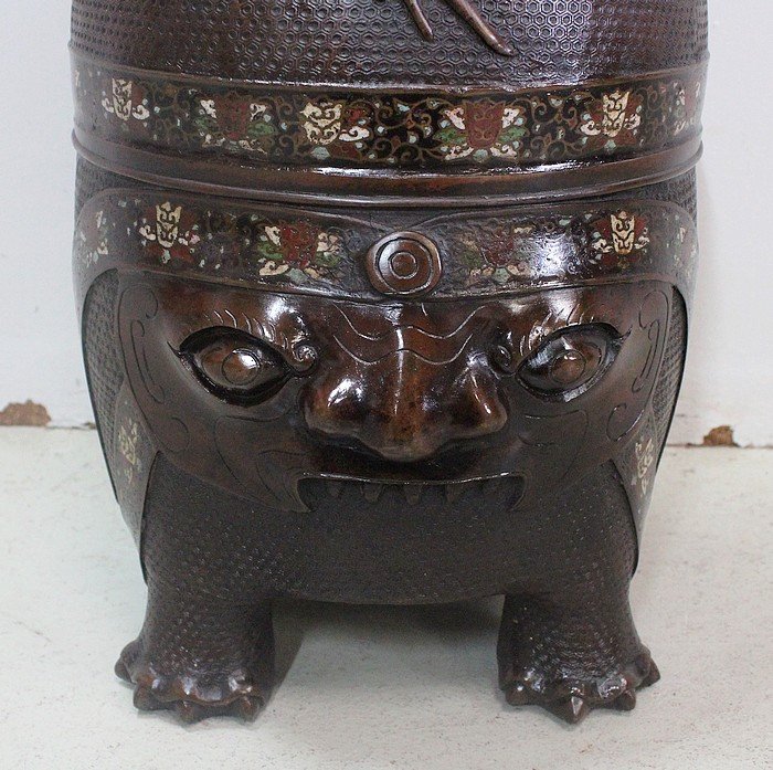 Important Vase Cloisonné En Cuivre, Origine Chine – Fin XIXe-photo-3