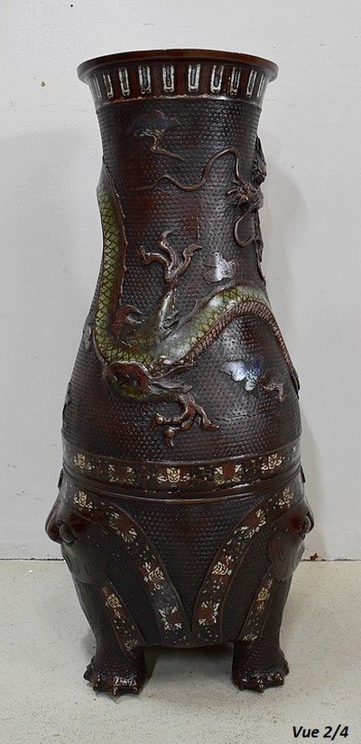 Important Vase Cloisonné En Cuivre, Origine Chine – Fin XIXe-photo-2