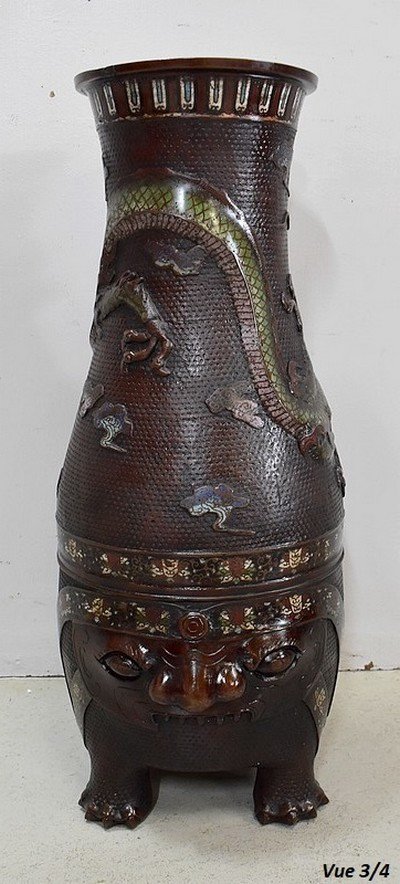 Important Vase Cloisonné En Cuivre, Origine Chine – Fin XIXe-photo-5
