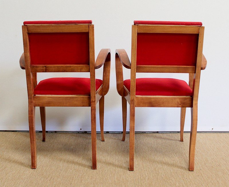 Pair Of Bridge Armchairs In Solid Beech - 1950-photo-5