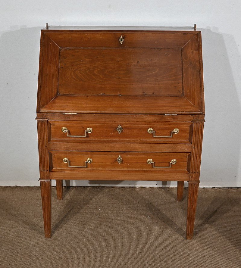 Bureau De Pente Vitrine En Acacia Massif, Style Louis XVI – 1ère Partie XIXe-photo-8