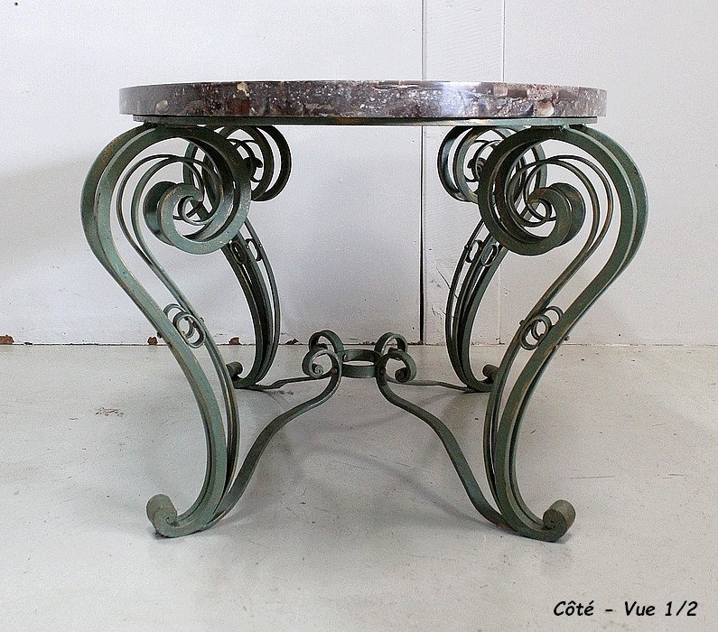 Marble And Wrought Iron Coffee Table – 1950-photo-5