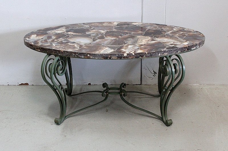 Marble And Wrought Iron Coffee Table – 1950