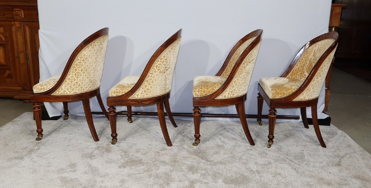 Suite De 4 Chaises En Palissandre, époque Charles X – Début XIXe-photo-1