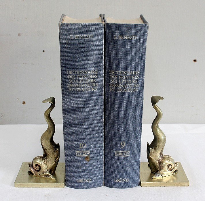 Paire De Serre-livres « Dauphins » En Bronze, Goût Empire – Milieu XIXe-photo-3