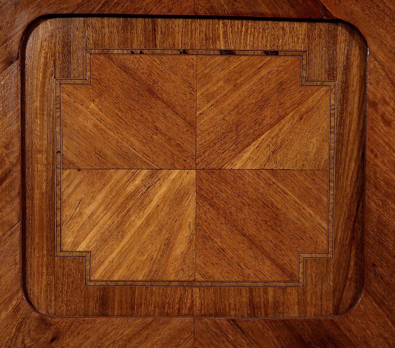 Petite Vitrine En Bois Précieux Et Marbre Vert D’estours, Style Transition Louis XV / Louis XVI-photo-2