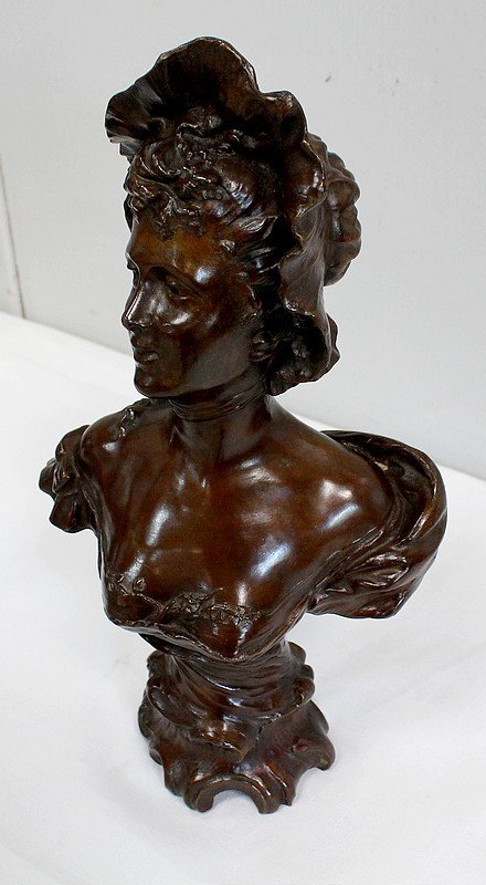 Bronze « Femme Au Chapeau »  De Meslais – Début XXe-photo-2