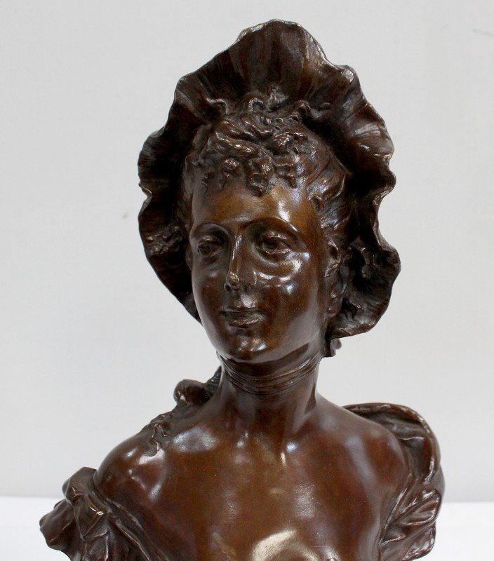 Bronze « Femme Au Chapeau »  De Meslais – Début XXe-photo-3