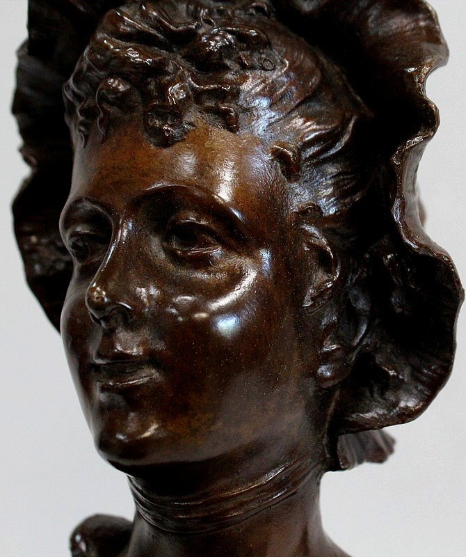 Bronze « Femme Au Chapeau »  De Meslais – Début XXe-photo-4