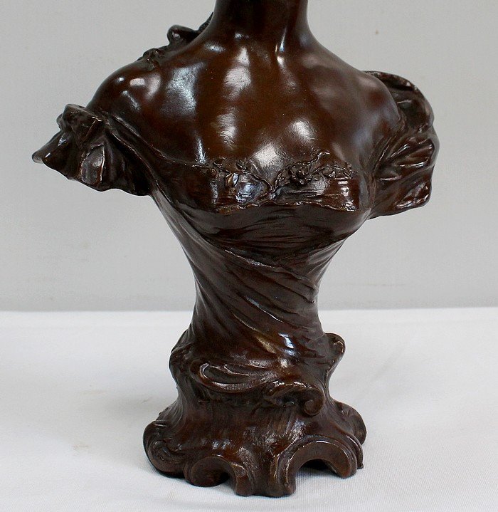 Bronze « Femme Au Chapeau »  De Meslais – Début XXe-photo-1