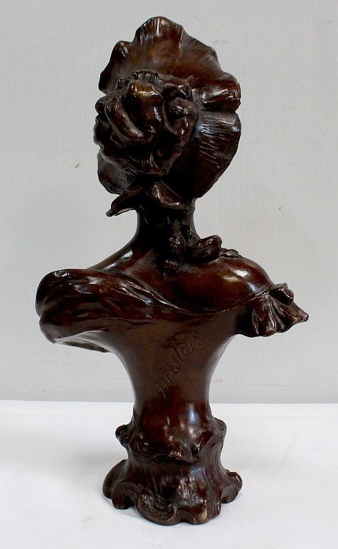 Bronze « Femme Au Chapeau »  De Meslais – Début XXe-photo-5