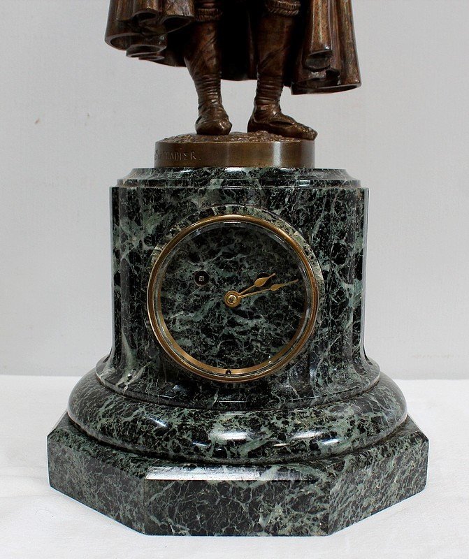 Pendule en Bronze et Marbre « Le Joueur de Flûte », de C-A. Calmels – 2ème partie XIXe-photo-4