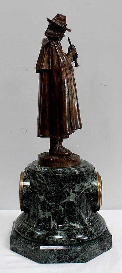 Bronze And Marble Pendulum “the Pied Piper”, From Ca. Calmels – 2nd Part 19th Century-photo-4