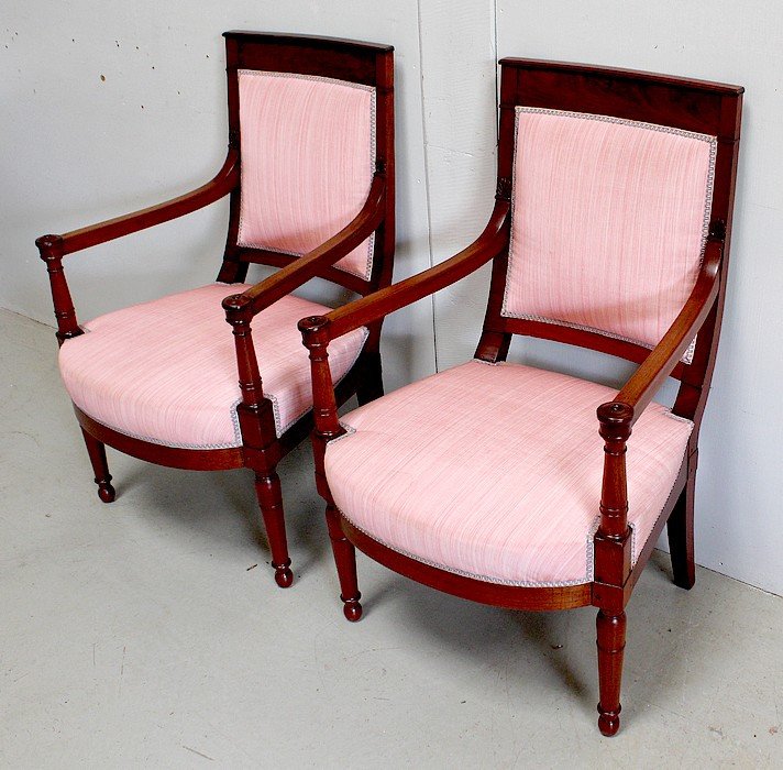 Pair Of Mahogany Armchairs, Consulate Period - Early Nineteenth-photo-2