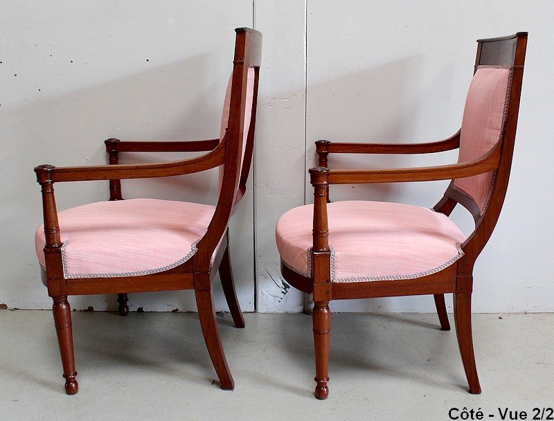 Pair Of Mahogany Armchairs, Consulate Period - Early Nineteenth-photo-6