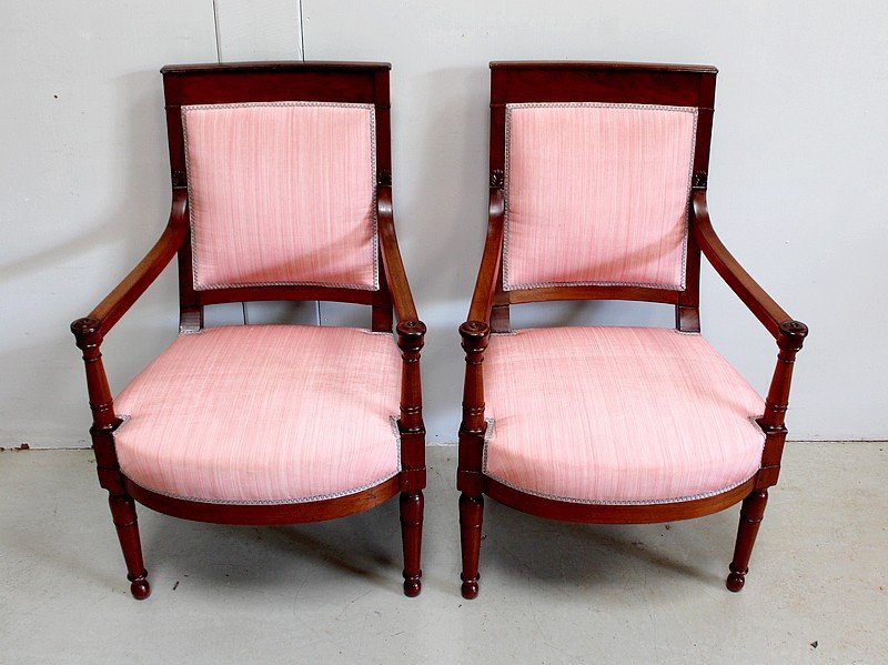 Pair Of Mahogany Armchairs, Consulate Period - Early Nineteenth