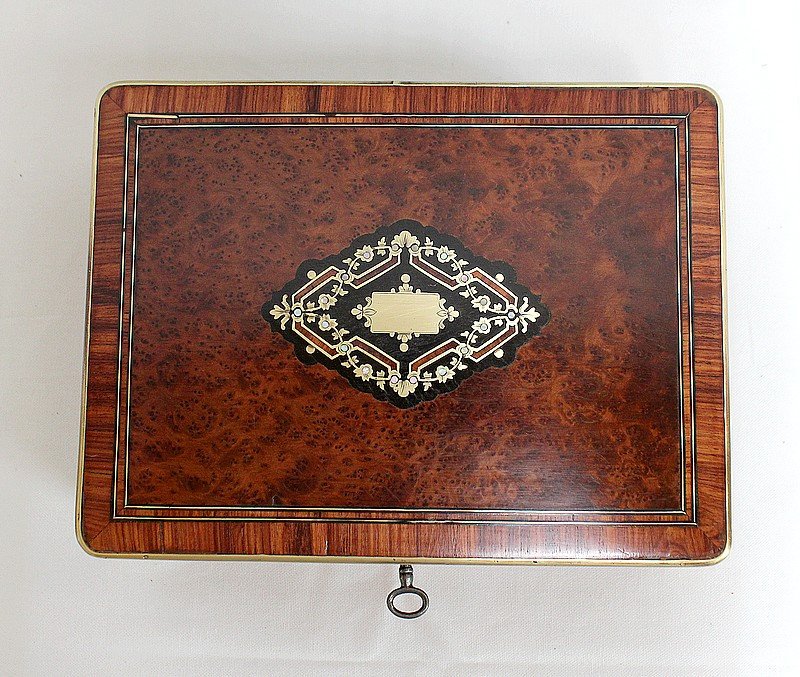 Joli Coffret Rectangulaire En Loupe De Thuya, époque Napoléon III – 1900-photo-4