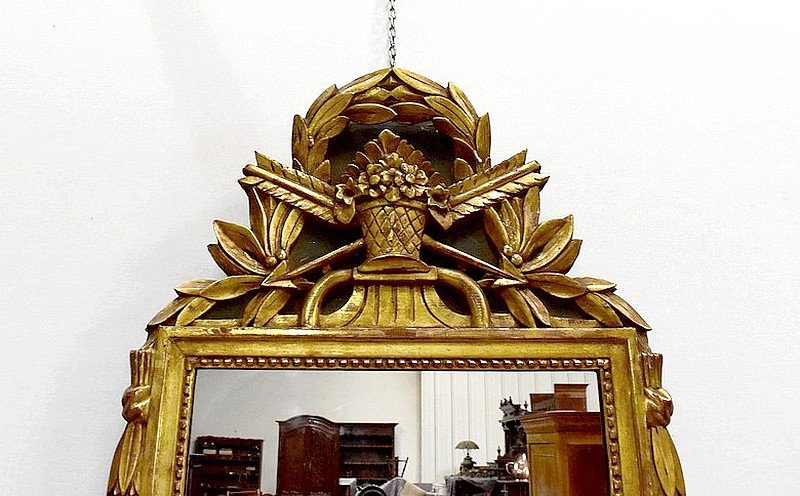 Miroir Rectangulaire En Bois Doré, Style Louis XVI - Début XXe-photo-3