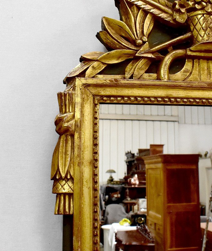 Miroir Rectangulaire En Bois Doré, Style Louis XVI - Début XXe-photo-2