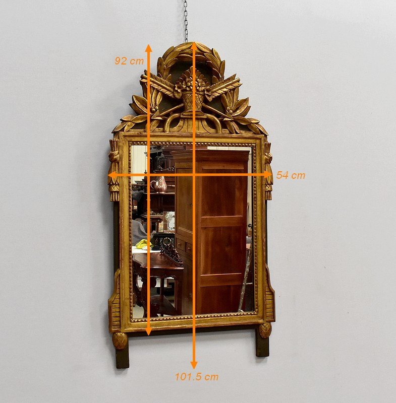 Miroir Rectangulaire En Bois Doré, Style Louis XVI - Début XXe-photo-5