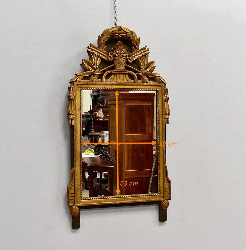 Miroir Rectangulaire En Bois Doré, Style Louis XVI - Début XXe-photo-6