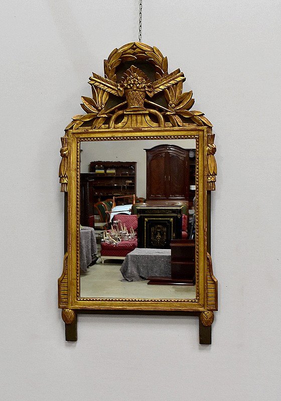 Miroir Rectangulaire En Bois Doré, Style Louis XVI - Début XXe