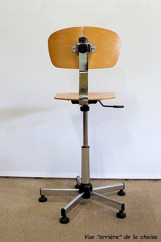 Chaise d'Architecte Réglable En Métal Chromé - 1960-photo-3