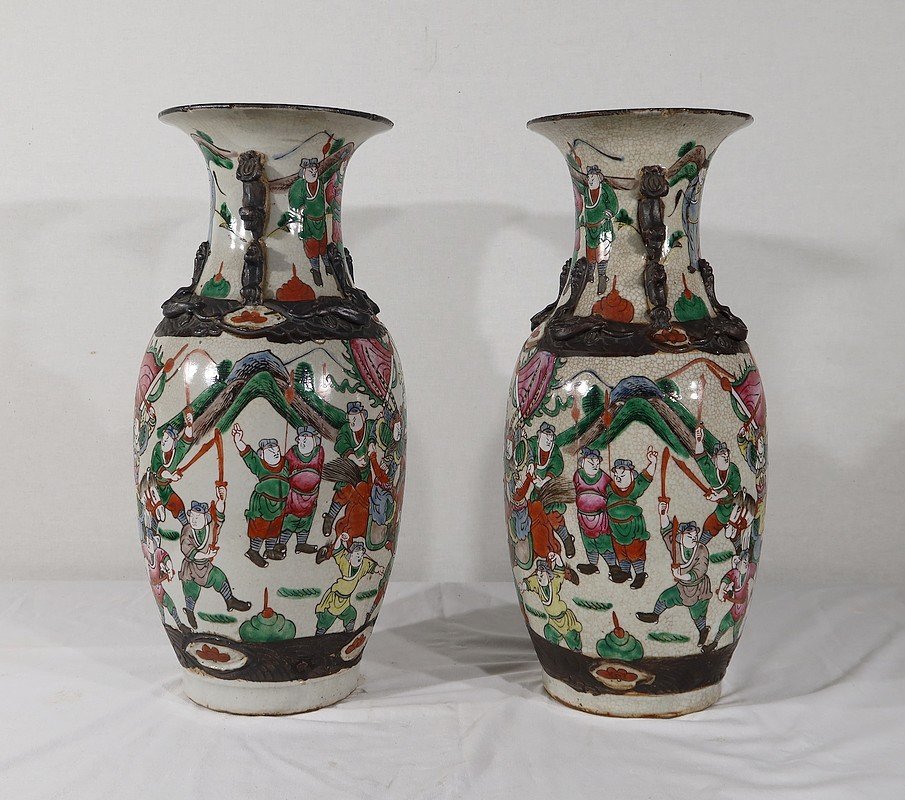 Paire De Vases En Porcelaine De Nankin, Chine – Fin XIXe-photo-2