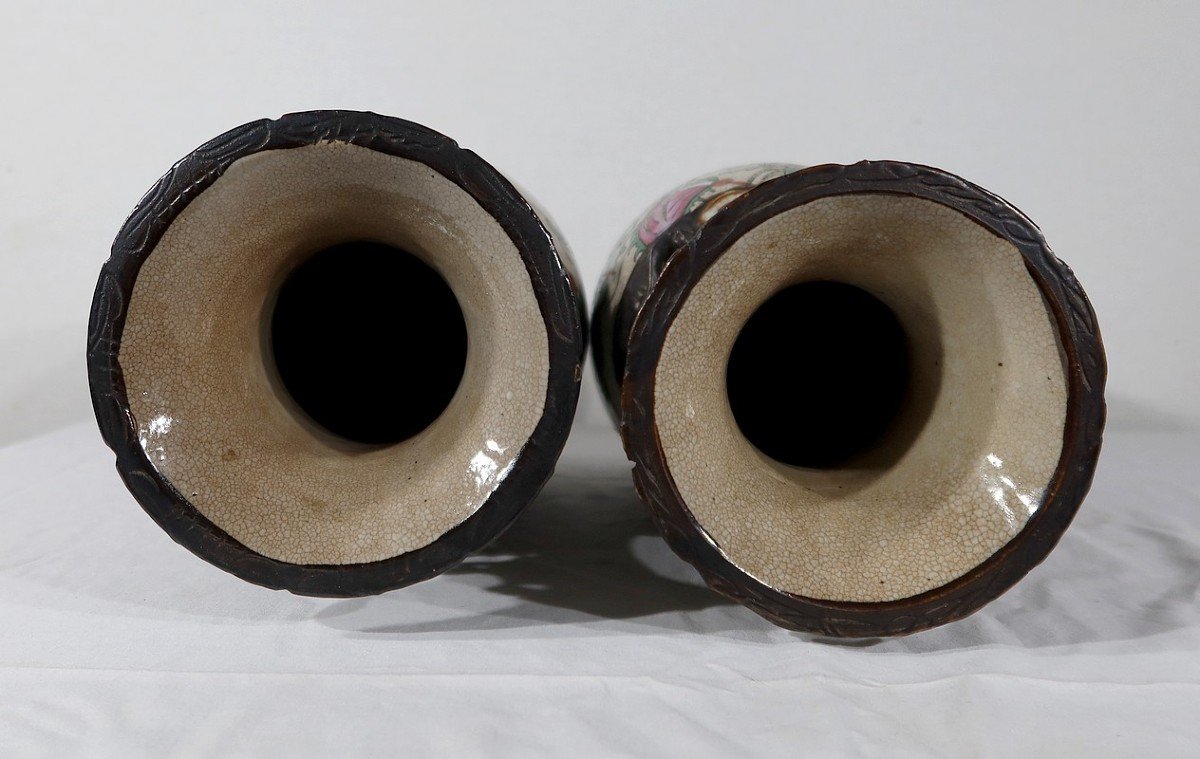 Paire De Vases En Porcelaine De Nankin, Chine – Fin XIXe-photo-6