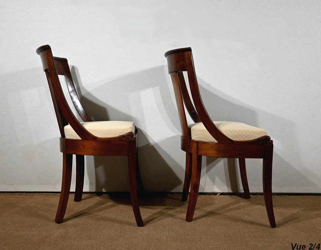 Pair Of Mahogany Gondola Chairs - Early Twentieth-photo-2