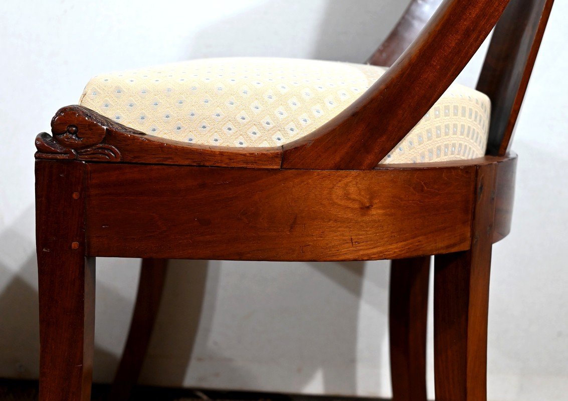 Pair Of Mahogany Gondola Chairs - Early Twentieth-photo-5