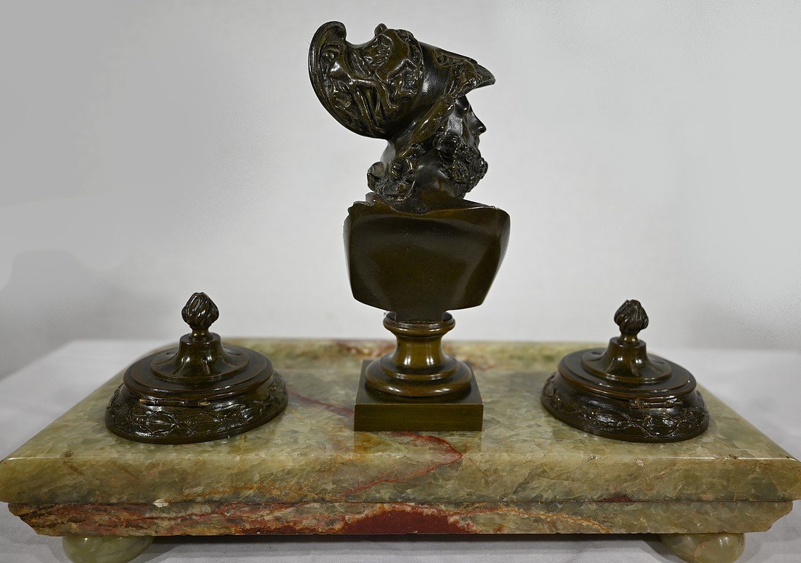 Important Encrier En Onyx Du Pakistan Et Bronze – Fin XIXe-photo-8