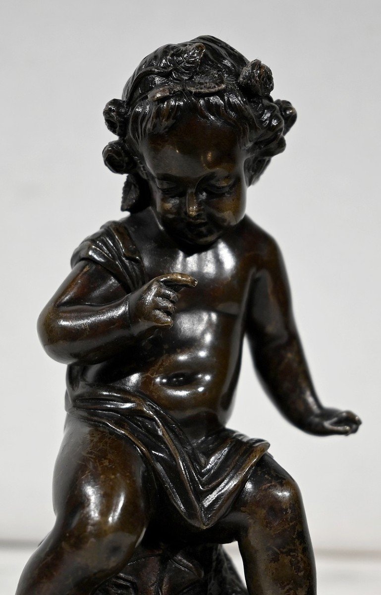 Bronze "putto With The Arc" - 19th Century-photo-4