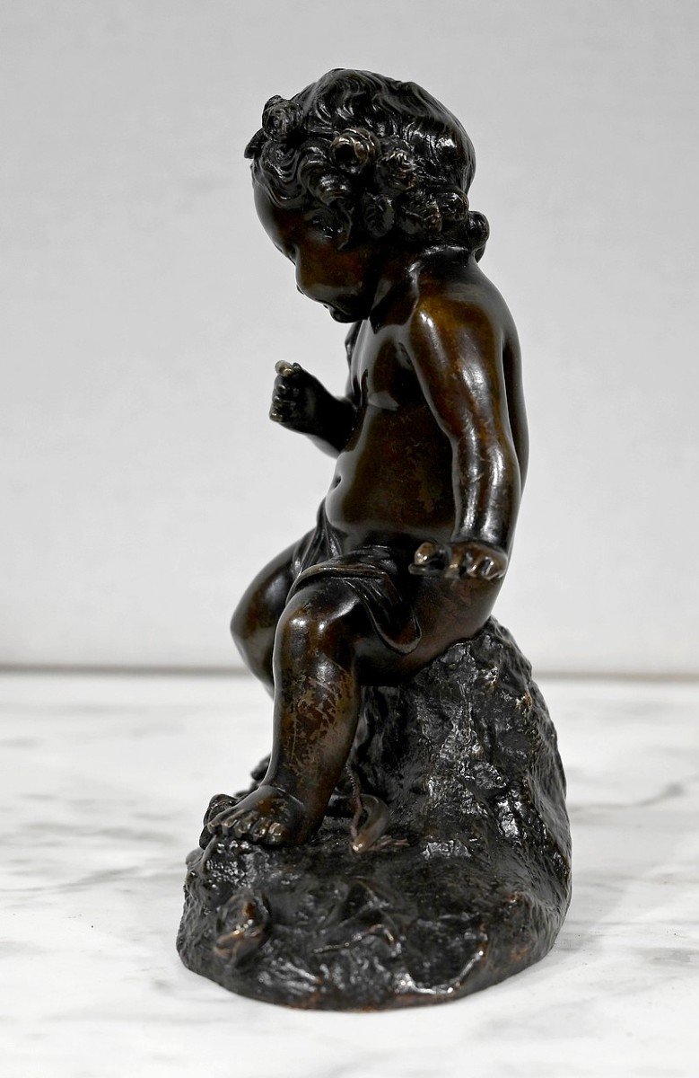 Bronze "putto With The Arc" - 19th Century-photo-2