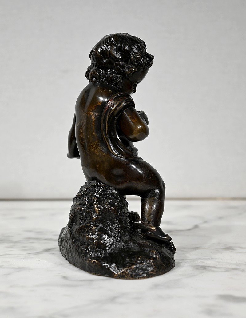 Bronze "putto With The Arc" - 19th Century-photo-4