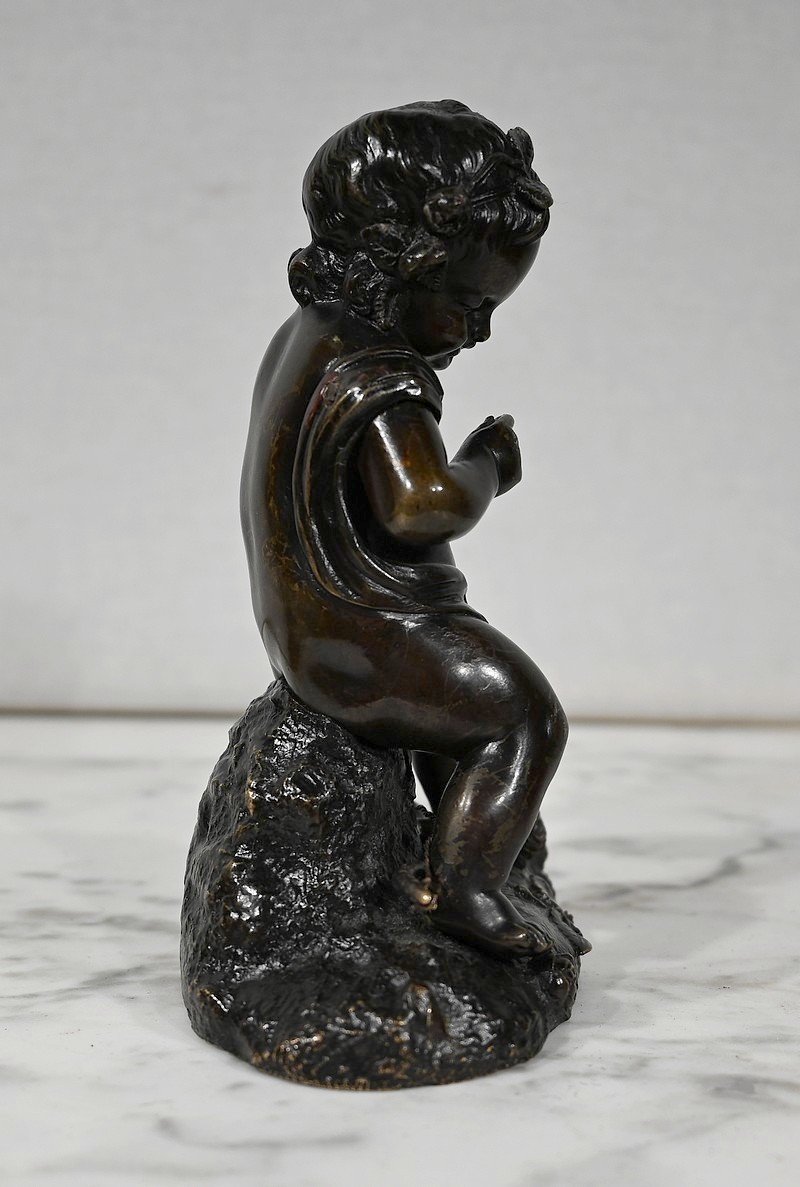 Bronze "putto With The Arc" - 19th Century-photo-5
