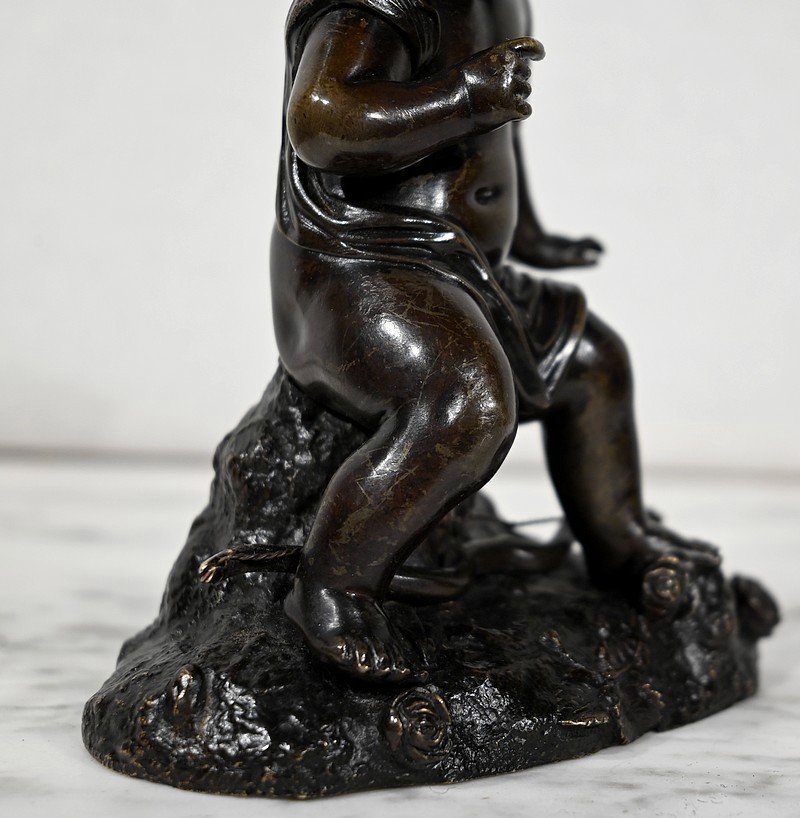 Bronze "putto With The Arc" - 19th Century-photo-7