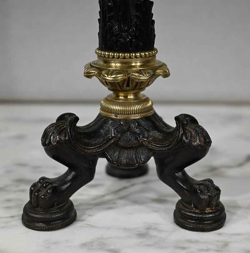 Pair Of Bronze Candlesticks, Restoration Period - Early Nineteenth-photo-4