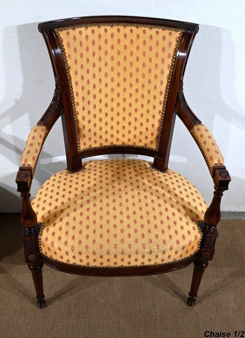 Paire De Fauteuils En Acajou, Style Louis XVI – 2ème Partie XIXe-photo-2