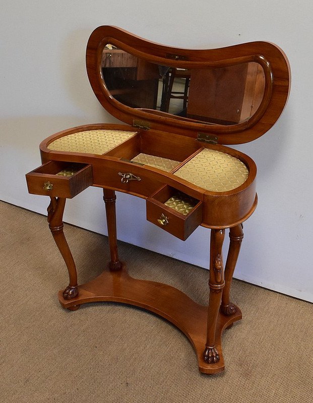 Small Kidney Dressing Table And Its Armchair In Cherry Wood - 1950-photo-3