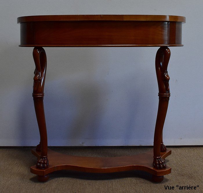 Small Kidney Dressing Table And Its Armchair In Cherry Wood - 1950-photo-4