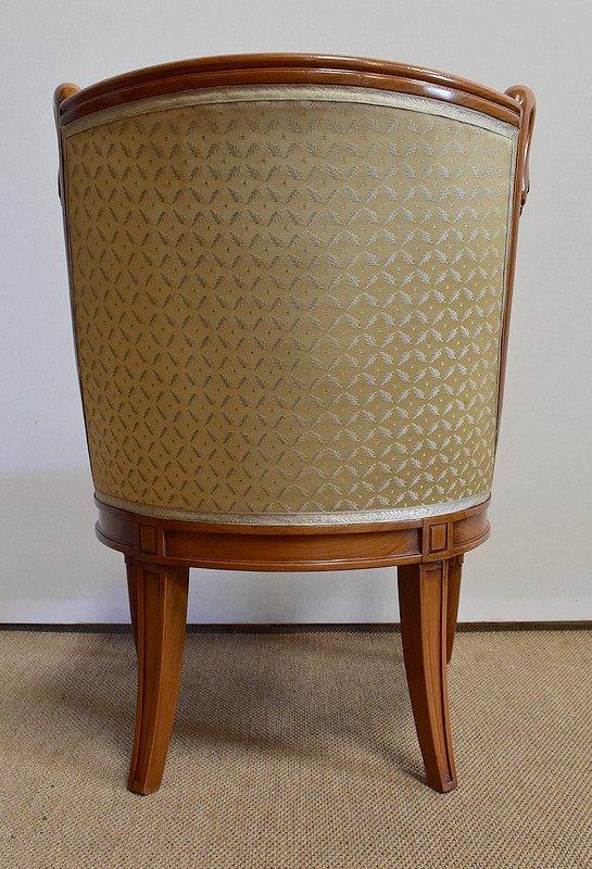 Small Kidney Dressing Table And Its Armchair In Cherry Wood - 1950-photo-8