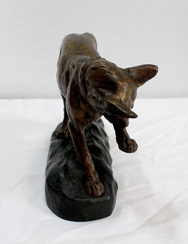 Bronze “german Shepherd Dog” By Tf. Cartier – Early 20th Century-photo-2