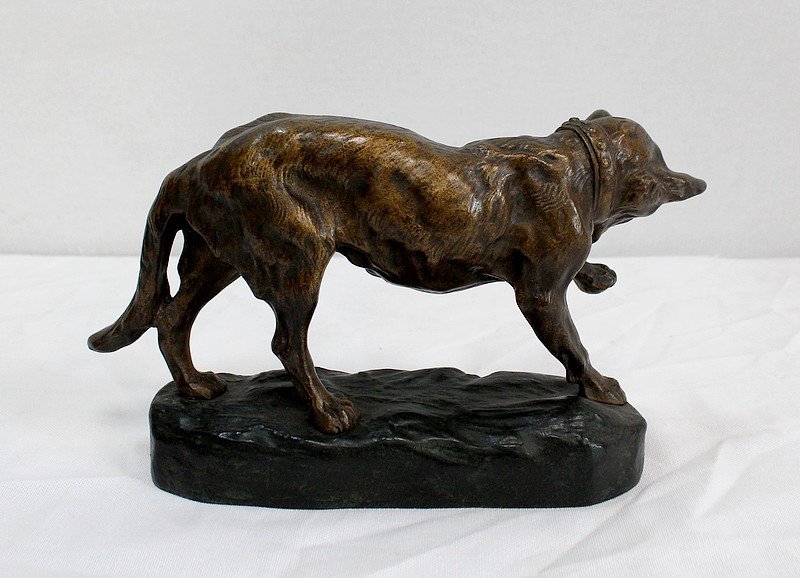 Bronze “german Shepherd Dog” By Tf. Cartier – Early 20th Century-photo-4