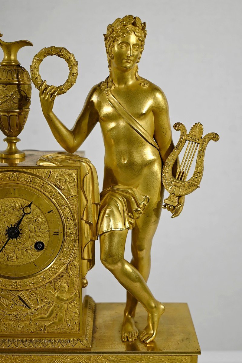 Clock In Gilt Bronze, Stamped "leroy Palais Royal", Empire Period - Early 19th Century-photo-3